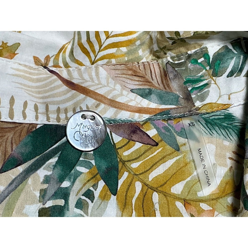 Margaret O'Leary Shirt womens XS tropical leaf pint button front long sleeve - Picture 8 of 12